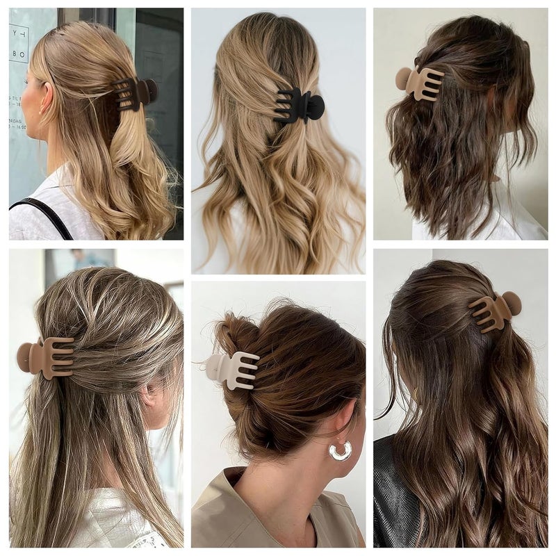 USDNICE 6 Pcs Hair Clips Small Claw Clips for Thin Hair Medium Matte Non-slip Hair Accessories for Women and Girls (Coffee Brown) - Image 4